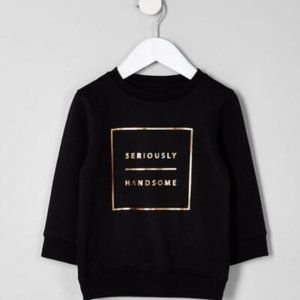 River Island Black Seriously Handsome Sweater, 12-18 Months Boys